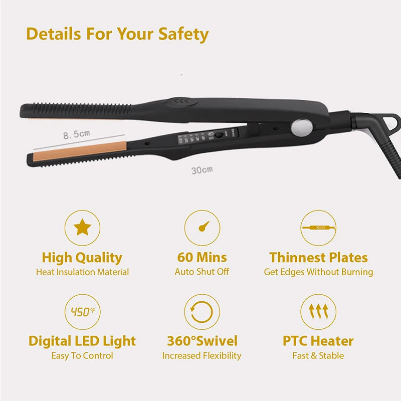 2 In 1 Hair Straightener Hair Curler Professional Ceramic Flat Iron For Short Hair Women And Men Beard Straightener