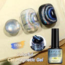 LILYCUTE 7ml Gold Cat Magnetic Nail Gel Polish Four-Colorful Glitter Reflective Nail Gel Soak Off UV LED Gel Nail Art Varnish