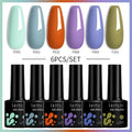 LILYCUTE 6Pcs/Set 7ML Brown Gel Nail Polish Winter Coffee Semi Permanent Soak Off UV Gel Design Nail Art Manicure Kit Varnish