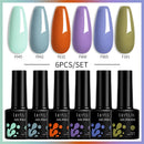 LILYCUTE 6Pcs/Set 7ML Brown Gel Nail Polish Winter Coffee Semi Permanent Soak Off UV Gel Design Nail Art Manicure Kit Varnish