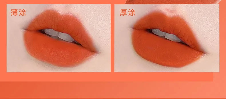 Bright Orange Color Lip Glaze Carrot Matte Velvet Liquid Lip Gloss Easy to Apply Lasting Lipstick Korea Lips Makeup Cosmetics