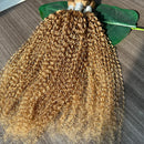 #27 Honey Blonde Kinky Curly Bundles Human Hair 10-30 Virgin Brazilian Curly Hair Weaves Soft Bouncy Wet Wavy Colored Human Hair