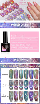 LILYCUTE 7ml Laser Glitter Rainbow Cat Magnetic Gel Nail Polish Sparkling Effect 9D Colorful Semi Permanent Soak Off Nail Art