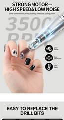 35000rpm Nail Drill Machine Professional Lathe Nail Milling Cutter Rechargeable Nail Art Electric Sander Motor Polisher