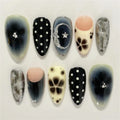 24pcs White Flower Fake Nail Tips Ins Yellow Pink Blush False Nails Wearable Full Cover European Almond Shaped Press on Nails
