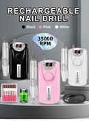 35000rpm Nail Drill Machine Professional Lathe Nail Milling Cutter Rechargeable Nail Art Electric Sander Motor Polisher