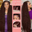 Deep Curly Human hair Wigs Chocolate Brown 13x4 13x6 Hd Lace Frontal Wig Colored Water Wave Lace Front Wig For Women 30 36 Inch