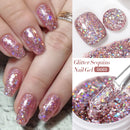 LILYCUTE 7ml Glitter Sequins Nail Gel Polish Bling Effect Colorful Shiny Semi Permanent Soak Off UV Gel Design Nail Art Varnish