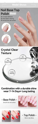 LILYCUTE 7ML Nail Base Top Polish Clear Bright Effect Semi-permanent Long Lasting Nail Art Varnish Fast Drying No Need Lamp