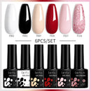LILYCUTE 6Pcs/Set 7ML Brown Gel Nail Polish Winter Coffee Semi Permanent Soak Off UV Gel Design Nail Art Manicure Kit Varnish