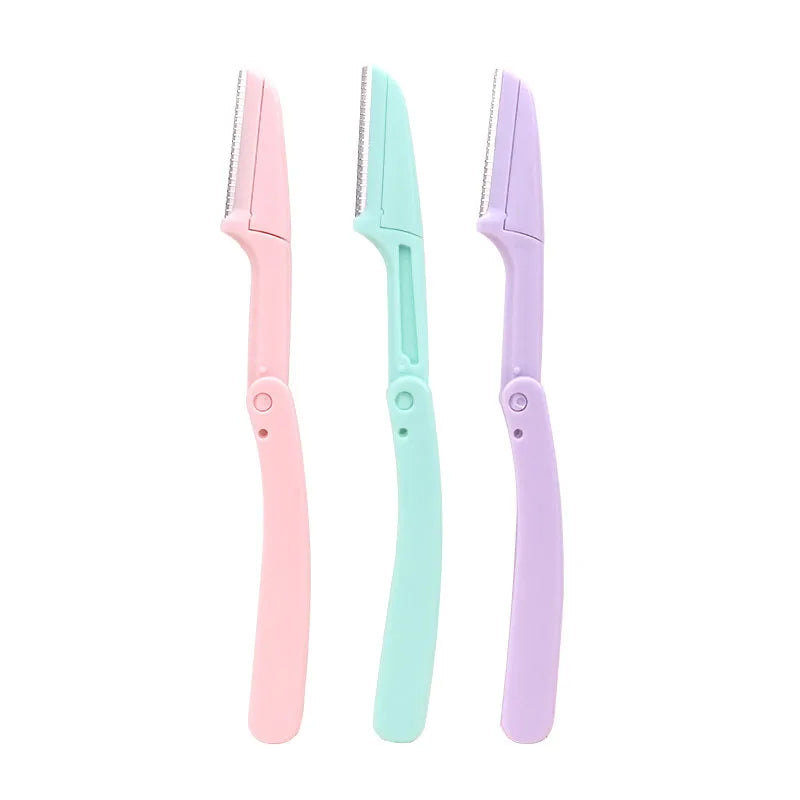 Karsyngirl 3pcs Fold Eyebrow Trimmer Scissors Hair Remover Eyebrow Comb Razor Eyebrow Clip Makeup Tools Face Razor for Women