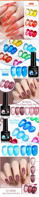 LILYCUTE 6PCs/SET 7ML Jelly Sea Glass Nail Gel Polish Spring Translucent Pink Nude Semi Permanent Soak Off Nail Art Manicure Kit