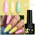 LILYCUTE 3Pcs/Set 7ML Colorful Series Gel DIY Nail Art Semi Permanent UV Gel Polish Long Lasting Design Manicure Kit Supplies