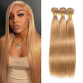 High Quality Remy Hair Honey Straight Blonde Brazilian Virgin Human Hair Bundle Color #27 Silky Straight 10-30 Inches Hair Weave