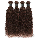 #4 Color Brown Water Curly Wave 10-30 Inch Human Hair Bundles Deep Curly Brazilian Virgin #350 Ginger Color Curly Hair Bundles