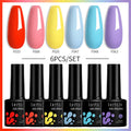 LILYCUTE 6Pcs/Set 7ML Brown Gel Nail Polish Winter Coffee Semi Permanent Soak Off UV Gel Design Nail Art Manicure Kit Varnish