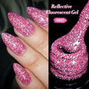 LILYCUTE 7ml Pink Fluorescent Reflective Gel Nail Polish Shining Glitter Neon Semi Permanent Soak Off UV Gel Nail Art Manicure