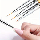 3Pcs Nail Art Liner Brushes French Stripe 3D Tips Line Stripes DIY Drawing Pen UV Gel Brushes Painting Manicure Nail Tool Sets