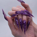 24Pcs Black Y2k Fake Nails with Diamond Halloween Long Almond False Nail Butterfly Design Wearable Oval Press on Nails Tips