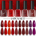 LILYCUTE 10PCS/Set 7ml Gel Nail Polish Coffee Red Pink Nude Gel Varnish Semi Permanent Soak Off UV LED Nail Art Manicure Kit