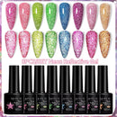 LILYCUTE 6/8PCS/Set 7ML Fluorescent Reflective Gel Nail Polish Glitter Neon Semi Permanent UV LED Gel Nail Art Varnish Manicure