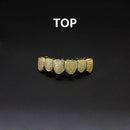 HipHop CZ Teeth Set For Unisex Top Bottom Mouth Gold Silver Color Teeth Tooth Cap Removable Dental Fashion Jewelry