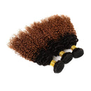 Ombre Highlight Kinky Curly Human Hair Bundles with Closure T1B/30 Color Kinky Curly Human Hair Bundles with 4x4 Lace Closure