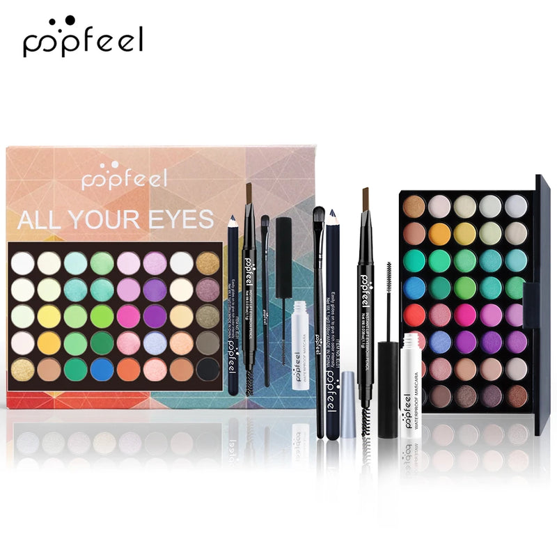 POPFEEL Beginner’s Eye Makeup Kit Gift Set - Affordable Eye Shadow Palette, Eyeliner, Mascara, Brow Pencil & Makeup Gift Set
