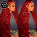 200% Density 13x4 Red Curly Water Deep Wave Lace Frontal Wigs Human Hair 30 40 Inch 13x6 Red Lace Front Human Hair Wig For Women