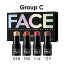 4-Pack CC Sticks Long-Lasting Highlighter Blush Contour Waterproof Makeup Sticks Ideal for Beginners Women Shiny Look Multifunct
