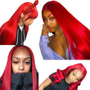 Hot Red Straight Bundles With HD Closure Brazilian Straight Human Hair Red 3/4 Bundles With Closure Raw Human Hair Extensions