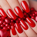 24Pcs Christmas Red Press On False Nails With Adhesive Short Ballerina Coffin Fake Nails DIY Full Cover Tips Manicure Tool