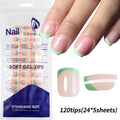 120Pcs Medium Long Square Acrylic French Fake Nails Full Cover Wearable French Press on Nails for Women Mixed Size False Nails