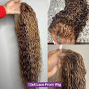 Highlight Ombre Lace Front Wig Curly Human Hair Wigs Brazilian Honey Blonde Colored Deep Wave Frontal Wigs For Women Pre Plucked