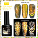 LILYCUTE 7ml Dynamic Reflective Cat Magnetic Gel Gold Sparkling Double Light Effect Semi Permanent UV Nail Art Gel Varnish