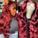 13x4 99J Burgundy Lace Front Human Hair Wigs For Women Brazilian Body Wave Red Hair Lace Wigs HD Lace Frontal Wigs Remy Plucked