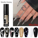 LILYCUTE 8pcs 5ML Metal Painting Reflective Glitter Liner Gel Nail Polish Sparkling French Line Gel Semi Permanent Nail Art