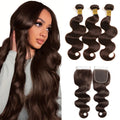 2# Dark Brown Body Wave Human Hair Bundles with Closure Brazilian Dark Brown Hair Bundles with 4x4 5x5 Lace Closure 13x4 Frontal
