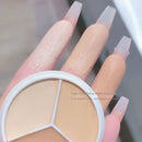 3-Color Concealer Palette Professionally Covers Dark Circles Around Eyes and Face