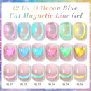 LILYCUTE 5ML Blue Tears Cat Liner Gel Polish Super Bright Sparkling French Line Semi Permanent Nail Painting Soak Off UV Gel