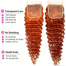 #350 Ginger Color Deep Wave Human Hair Bundles with Closure And Frontal 20A Brazilian Virgin 3/4 Bundles with 4x4 Lace Closure