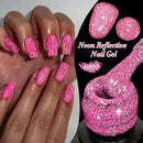 LILYCUTE 7ml Pink Fluorescent Reflective Gel Nail Polish Shining Glitter Neon Semi Permanent Soak Off UV Gel Nail Art Manicure