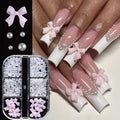 500PCS 3D Nail Art Decoration Kit with Resin Bows, Flat Back Pearls, and Assorted Shapes – Unscented DIY Craft Embellishments