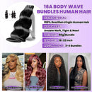 100% Unprocessed Virgin Brazilian Human Hair Bundles Natural Black Color 30 32 Inch Body Wave 3/4 Bundles Raw Hair Extensions 16A Remy Pure Human HairBundle