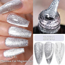 LILYCUTE 7ML Platinum Cat Magnetic Gel Nail Polish Sparkling Rose Gold Foils Glitter Semi Permanent UV Gel Nail Art Manicure