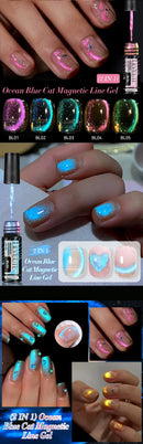 LILYCUTE 5ML Blue Tears Cat Liner Gel Polish Super Bright Sparkling French Line Semi Permanent Nail Painting Soak Off UV Gel