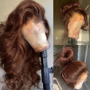 200 Density 30 38Inch Chocolate Brown Body Wave Human Hair Wigs Brazilian 13x6 HD Lace Frontal Wigs