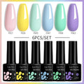 LILYCUTE 6Pcs/Set 7ML Brown Gel Nail Polish Winter Coffee Semi Permanent Soak Off UV Gel Design Nail Art Manicure Kit Varnish
