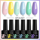 LILYCUTE 6Pcs/Set 7ML Brown Gel Nail Polish Winter Coffee Semi Permanent Soak Off UV Gel Design Nail Art Manicure Kit Varnish