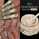 LILYCUTE 5ML Reflective Glitter Liner Gel Nail Polish French Colorful Laser Sparkling Painting Nail Art Semi Permanent UV Gel